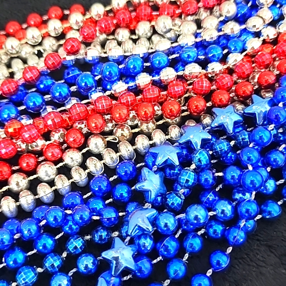 Red White and Blue Bead Necklaces 17 to 22 inches long